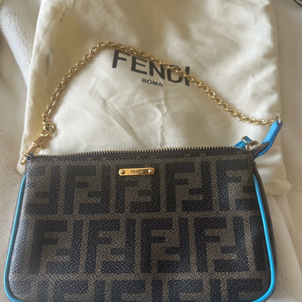 Fendi chain Pochette Zucca brown and Blue